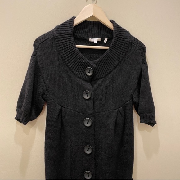 Vince Wool Black Preppy Cardigan Y2K Whimsigoth Academia - Picture 3 of 6
